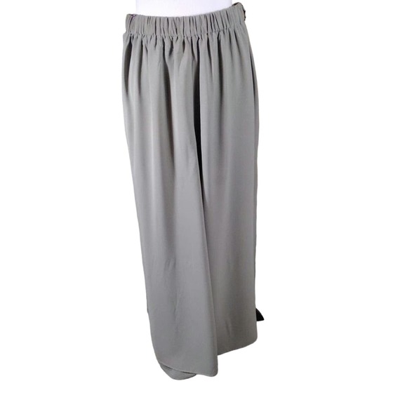 💸$10 Shein Wide Leg Women's Size Large Pull On Pants Light Sage Side Slit - Picture 4 of 5